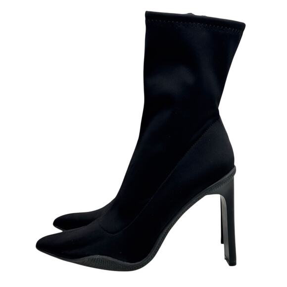 London Rag Tokens Boot SZ 8 Women's Black Stiletto Ankle Boots Pointed Toe Zip - Picture 5 of 14